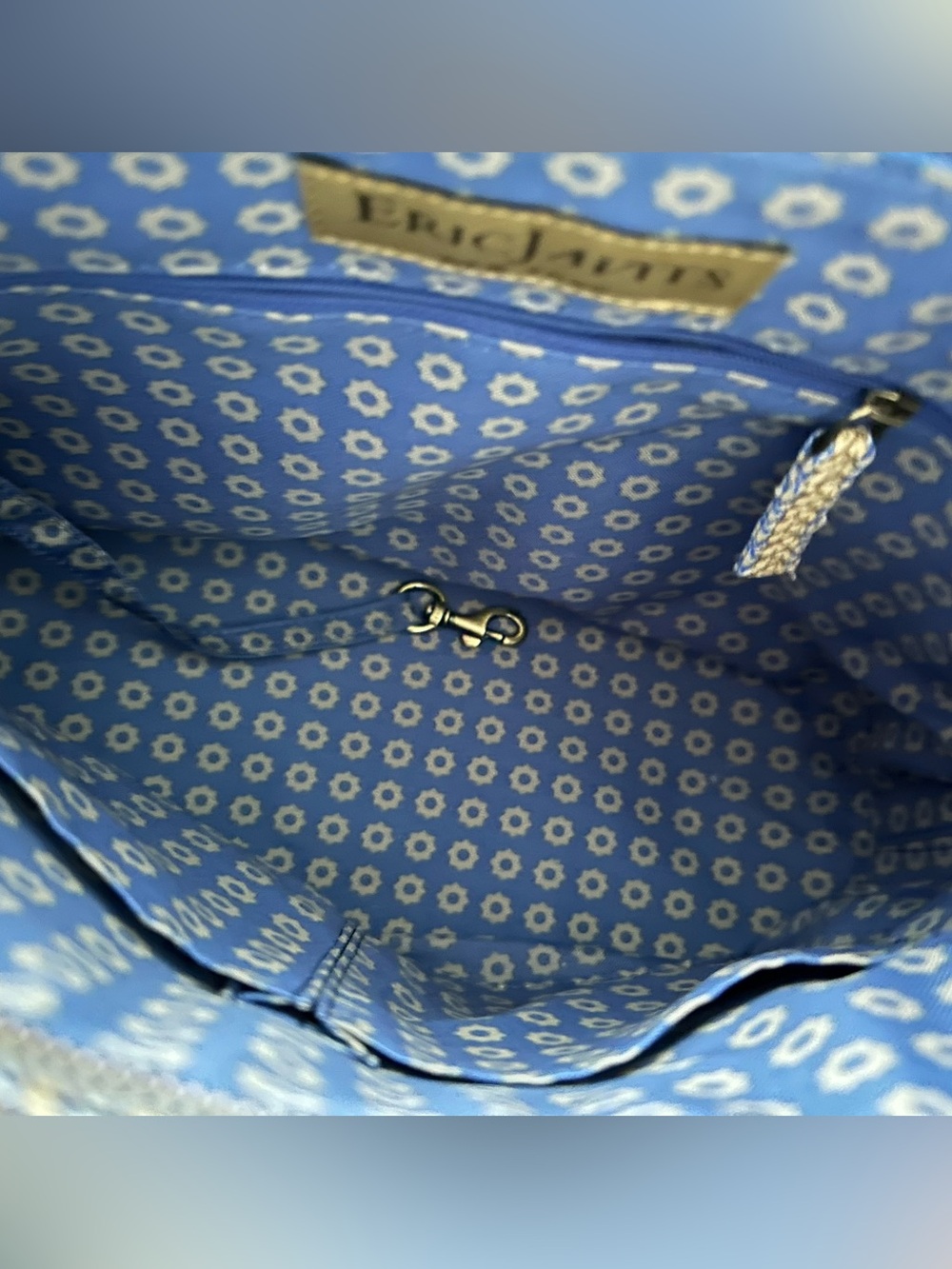 Eric Javits Natural Straw Tote with Blue Trim - Picture 5 of 10